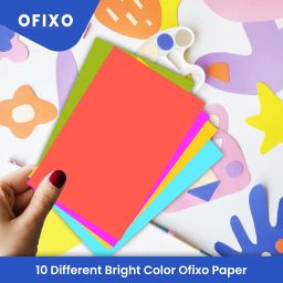 OFIXO 100 Pieces A4 Color Paper Handmade Origami Embossed Multi Color Paper Thin Scrapbook Paper 10 Colors Sent at Random image 2