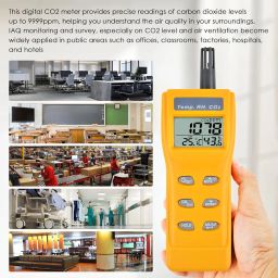 Portable Digital Carbon Dioxide Temperature Humidity Indoor 9999ppm NDIR Sensor IAQ CO2 Monitor Wet Bulb Temperature (WB) Dew Point (DP) Tester CO2 Monitor for Indoor Air Quality (IAQ) Diagnosis by TekcoPlus image 5