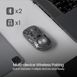 Portronics Toad 8 Transparent Wireless Bluetooth Mouse with Dual Wireless (BT + 2.4 GHz), Rechargeable Battery, Noise-Free Clicking, Show/Hide Desktop, Multi-Device Pair, Adjust Sensitivity (Grey) image 4