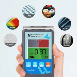 NEWTRY Handheld Digital Electrostatic Field Meter Tester 0~20KV Portable Ion Balance Tester 0~200V for Fiber Yarn Fabric Carpet Board Paper Rubber image 5