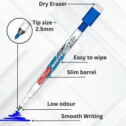 Soni Officemate Fine Tip Whiteboard Marker with Duster On Cap Assorted Color (4) image 2