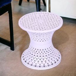 Kuber Industries Seating Stool | Plastic Mesh Damroo Stool | Both Sided Stool for Guestroom | Damroo Style Stool | Stool for Graden | Stool for Balcony | Pack of 2 | Multi image 1