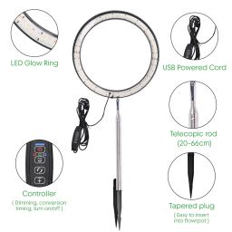 GIGAWATTS Ring Plant Light with Full Spectrum DC5V Input 11-63″ Expandable Height 160 LEDs USB Powered 10 Levels Dimmable and 3 Modes IP44 Indoor Lamp for Home Garden Balcony (Pack of 1, RGB) image 3