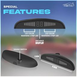 FABTEC Set of 4 pcs Car Parking Sensors with LED Parking Assistant Kit, Rear Object Detection with Buzzing Sound Warning (WHITE) image 4