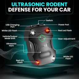 MAK7 Ultrasonic Car Rat Repeller with Digital Display | Underhood Rat Repellent for car with Flashing LED Lights, Alarm, 3 Power Supply Modes, Auto Shut-Off | Black| image 1