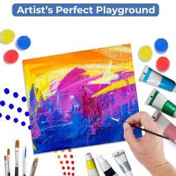 Eduway® Canvas Board for Painting- (4"x4", 8"x8", 8"x10") 2 pcs each | Premium Quality 7Oz Pre-Primed Cotton Canvas Board for Artists & Beginners | Ideal for Acrylic, Oil, Gouache, Pastels Colors ( Pack of 6) (10x10,20x20, 20x25 cms). image 5