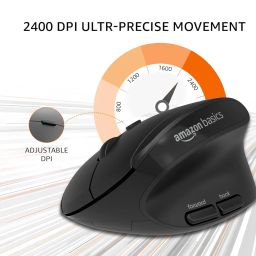 amazon basics Pro Series 2.4G Wireless Ergonomic Mouse for PC, Mac, Laptop | Dual Bluetooth Modes | 4 Adjustable DPI Settings Up to 2400 | Shortcut Buttons | Connects up to 3 Devices (Black) image 1