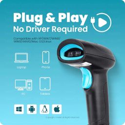 helett HT410 Barcode and QR 2D &1D Wired Handheld Indicator with Induction scanning and Suffix Settings 2D Camera Barcode Scanner image 4