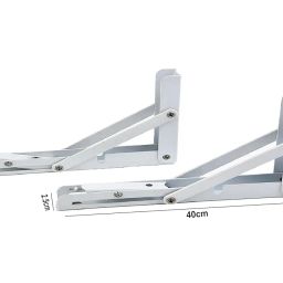 GLUN® Folding Shelf Brackets White Colour Metal, Collapsible Shelf Bracket with Fitting Screws, DIY Wall Mounted Shelf Brackets, Space Saving for Table Work Bench Wall Mounted (16 Inch) image 4