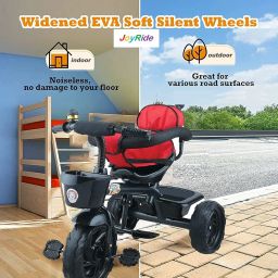 JoyRide Learn-To-Ride Trike On 3 Wheels With Safety Harness, Non-Slip Pedal,Storage Basket And Removable Parent Handle Green, Kids image 5