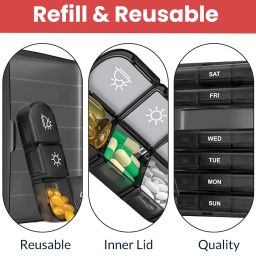 TEMPERIA Medicine Organizer Box for 1 Week, 3 Times a Day - Pill & Tablet Storage Box for Home - Moisture Proof Pillbox for Daily & Weekly Use - Travel-Friendly Small Container (MN03) image 5