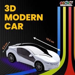 Gooyo 6328-4 Battery Operated 3D Lights Famous Remote Control High Speed Racing Car Toy for Kids, |White Color| Power Source: 3xAA Battery in Car & 2xAA Battery in Remote Controller (Not Included) image 2