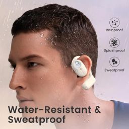 Portronics Harmonics Twins 30 Over Ear OWS Smart Wireless Earbuds with HD Mic, Secure & Flexible Earhook, Touch Control, 30 Hours Playtime, Music/Gaming Mode, BT 5.3V, LED Display, Light Weight(Beige) image 5