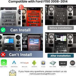 Roinvou 8 Cores 6+128G Android Radio Upgrade for Ford F-150 F150 2009-2012, 9'' HD Touchscreen with Wireless CarPlay Android Auto GPS Navigation WiFi Backup Camera Mirror Link Bluetooth Mic FM RDS image 1