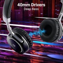 ZEBRONICS DUKE 2 Wireless Headphone, Supports Bluetooth, Dual Pairing, Deep Bass, up to 60h Battery Backup, AUX, Environmental Noise Cancellation, Gaming Mode, Now with Type C Charging (Black) image 2