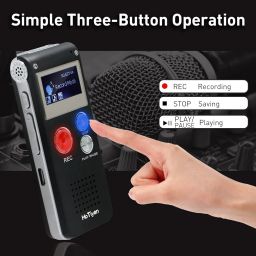 Digital Voice Recorders 8GB Audio Recorder Voice Activated Recorder for Lectures, Meetings, Interviews Recording Device with Microphone USB Cable, MP3 Player (8GB image 2