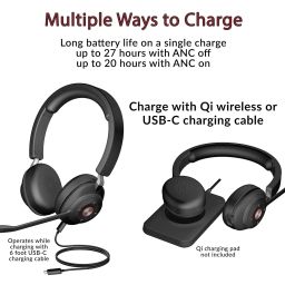 CA Essential Bluetooth Headset (HS-2000BT) – Professional Wireless Headset Optimized for UC Platforms, ANC & ENC Technology Ensure Quality Audio for Calls & Music, Earcup Controls, Comfortable image 5