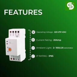 220-240V/AC Auto Day/Night On & Off Photocell Sensor, LDR Sensor Switch for Lighting, Water Proof (IP65) Photocell Sensor 20A | ESYSENSE ESY-LD27 Set of one image 2
