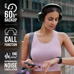 ZEBRONICS Duke Wireless Headphone with Up to 60h Backup, Supports Bluetooth, Dual Pairing, Gaming Mode, Environmental Noise Cancellation (ENC), LED Lights, Deep Bass, Voice Assistant Support (Black) image 3