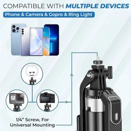 Kratos K5 Selfie Stick Tripod with Balance Handle, 64 inch & Stable 4 Leg Design,Recharable BT Remote, Long Tripod Stand for 360° Rotation Panoramic Shoot, Made for Phones,Ring Light, Gopro,Camera image 5