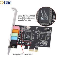 Etzin PCIe Sound Card, 5.1 Internal Sound Card for PC Windows 10 with Low Profile Bracket, 3D Stereo PCI-e Audio Card, image 2