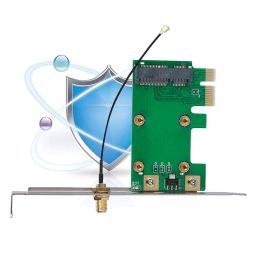 Zerone PCI Express To Mini PCI Express Card Adapter Wireless Network Ethernet LAN Mini PCI-E Riser PC To Laptop Network Card Adapter Converter Antenna WiFi, Green image 4