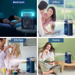 Drumstone (𝟏𝟓 𝐘𝐞𝐚𝐫𝐬 𝐰𝐚𝐫𝐫𝐚𝐧𝐭𝐲) Personal Mini Air Cooler – LED Fan with Timer, 3 Speed Settings & Spray Modes – Compact Cooling for Kitchen – Multicolor image 2