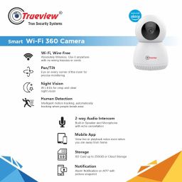 Trueview 2MP Smart CCTV Wi-fi Home Security Camera with Pan Tilt 360° View, 2 Way Talk, Cloud Monitor, Motion Detect, Supports SD Card Up to 256 GB, Night Vision, Alexa (2mp-Robot) image 2
