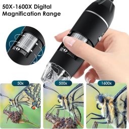 Tobo USB Digital Microscope Camera, Handheld HD Inspection Camera 50x-1600x Magnification with Adjustable Stand, 8 LED Lights, Portable Microscopes Compatible with iOS & Android Devices（BlackTD-1116IM image 2