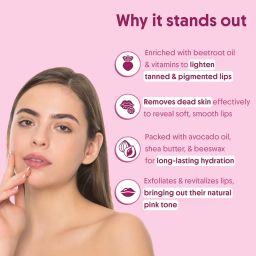 Aravi Organic Beetroot Lip Scrub with Shea Butter & Cocoa Butter – For Dark, Chapped & Pigmented Lips – Suitable for Men and Women – 15 gm image 2