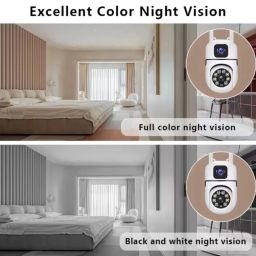 4+4MP Dual Lens Smart Wi-Fi Indoor Camera with 1080P Color Night Vision, Two-Way Audio, PTZ Control, Siren, 360° Coverage, Motion Detection & 128GB SD Support (Wall Camera) image 4