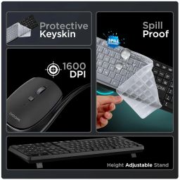 IVOOMI Spice Wireless Keyboard & Mouse Set, 2.4 GHz and 1600DPI, Full-Size Layout with Numeric Pad, Spill-Resistant, Rupee Key, for Win/Mac/Linux, BIS Approved, Included Free Keyskin 1 Year Warranty image 3