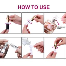 Portable Mini Refillable Perfume Bottles, 3 Pcs Travel Size Perfume Atomizer Empty Spray Bottle Scent Pump Case for Outdoor and Traveling with Funnel and Perfume Diffuser (10ml (Black+Silver+Blue)) image 4