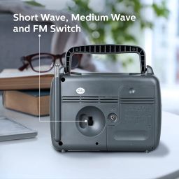 Philips DL167/94 Portable/Hand Carry Radio with MW/SW/FM Bands, Telescopic Aerial, 2xR20 Battery & Optional 3V DC Power, 4Ω Speaker Impedance, Tuning & Band Selection, Portable Radio Receiver image 3