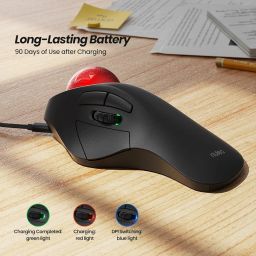 Wireless Trackball Mouse, Rechargeable Ergonomic Design, Index Finger Control with 5 Adjustable DPI, 3 Device Connection (Bluetooth or USB), Compatible for PC, Laptop, iPad, Mac, Windows, Android image 4