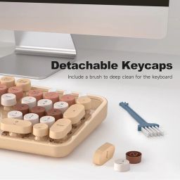 Atelus Computer Wired Keyboard, Plug Play USB Full-Size Keyboard with Large Number Pad, Caps Indicators, Foldable Stands, for Windows 7/8/10 PC Laptop (Milk Tea Colorful) image 4