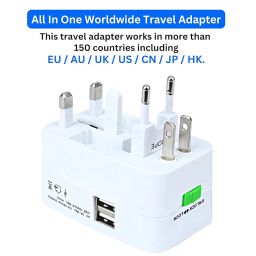 diyashi DIYASHI® Universal Travel Adapter Worldwide International Charger with Multiple Plug Socket Converter Smart Power with 2 Quick Charge USB Port for Smart Charging in Cell Phone, Laptop, Camera image 3
