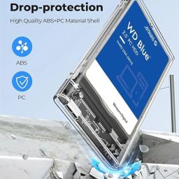 2.5" SATA SSD Enclosure Transparent Case, USB 3.0 to SATA Tool-Free External Hard Disk Case with Fast Transfer Speed Up to 6 Gbps & Up to 6TB Storage Capacity Compatible with 2.5 inch SSD / HDD image 5