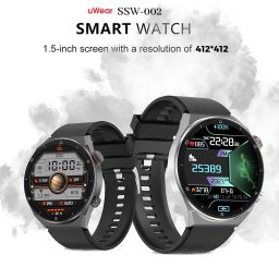 Salora uWear Smart Watch 1.5” Round Display, BT Calling, 250+ Watch Faces, Heart & SpO2 Monitoring, 21 Sports Modes, Sleep Monitor, Waterproof & 7Days Battery iOS Android Compatible(Black+Dark Grey) image 2