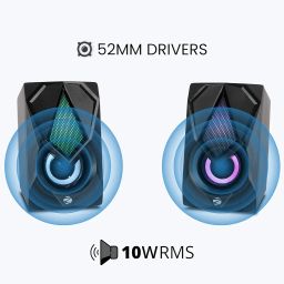 ZEBRONICS Zeb-Warrior II 10 watts 2.0 Multimedia Speaker with RGB Lights, USB Powered, AUX Input, Volume Control Pod for PC, Laptops, Desktop image 1