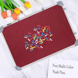 Eduway 2x2 Ft. Notice Board/Pin Up Board/Bulletin Board/Display Board/Soft Board with High Resilience Foam Fabric for Home, School, Office with (20 Push-Up Pins)` (Maroon - 59x59 Cms). image 4