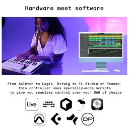 Arturia MiniLab 3, 25 Slim-Key USB-C Midi Controller with 5-Year Warranty, 8 Backlit LED Pads, 8 Knobs, 4 Faders, Midi Out, Built-in Arpeggiator, Chord mode and Music Production Software Bundle image 4