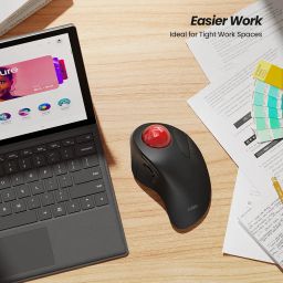 Wireless Trackball Mouse, Rechargeable Ergonomic Design, Index Finger Control with 5 Adjustable DPI, 3 Device Connection (Bluetooth or USB), Compatible for PC, Laptop, iPad, Mac, Windows, Android image 2