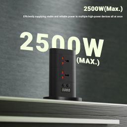 ZEBRONICS Power Block 385, Tower Extension Board/Strip, 2500 Watts, 10 Amps, 1x Type C Port, 8X Universal Socket, 2X USB Port, LED Indicator, Digital Counter, On/Off Switch, 5 Meter image 1
