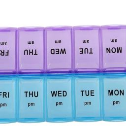TOPREDO Pill Case- 2 Row 14 Squares Weekly 7 (AM-PM) Days Tablet Box Holder Medicine Storage Organizer Container & 3 in 1 Vaporizer (Assorted) image 2