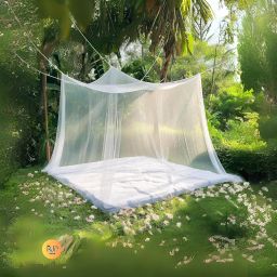 RMD Central Mosquito Net for Double Bed | Foldable Net for Bed for Mosquito Protection | White | Breathable Sleeping Polycotton Machardani Net for Bed King Size with LxWxH 6 X 6 X 5 Feet Frame image 3