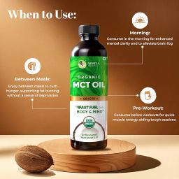 Asmita Organic Farms MCT Oil 500ml Enriched with C8 & C10 Pure, Unrefined Bulletproof MCT Oil for Brain Function, Instant Energy & Skin Support Unflavored Coconut Oil MCT for Keto Diet image 5