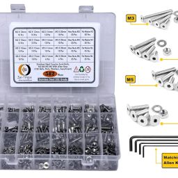 Epi-torque Stainless Steel 202 Grade Flat Socket Head Cap Screw Internal Hex M3 M4 M5 M6 Counter Sunk Full Thread Assortment With Matching Hex Nuts, Flat Washer & Allen Keys Pack Of 512 Pcs image 3