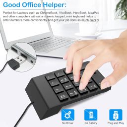 USB Numeric Keypad with Type-C Adapter – Portable 10-Key Slim Mini Number Pad for Laptop & Desktop, Ergonomic Tilt Design, Compatible with Windows ChromeOs & Mac OS image 4