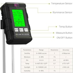 Multifunctional Soil Meter Soil Detector Soil Monitor with LCD 6-in-1 Measures Soil Fertility/Moisture/Temperature/PH/Sunlight Intensity/Ambient Humidity Soil Tester for Indoor Outdoor Planting image 5